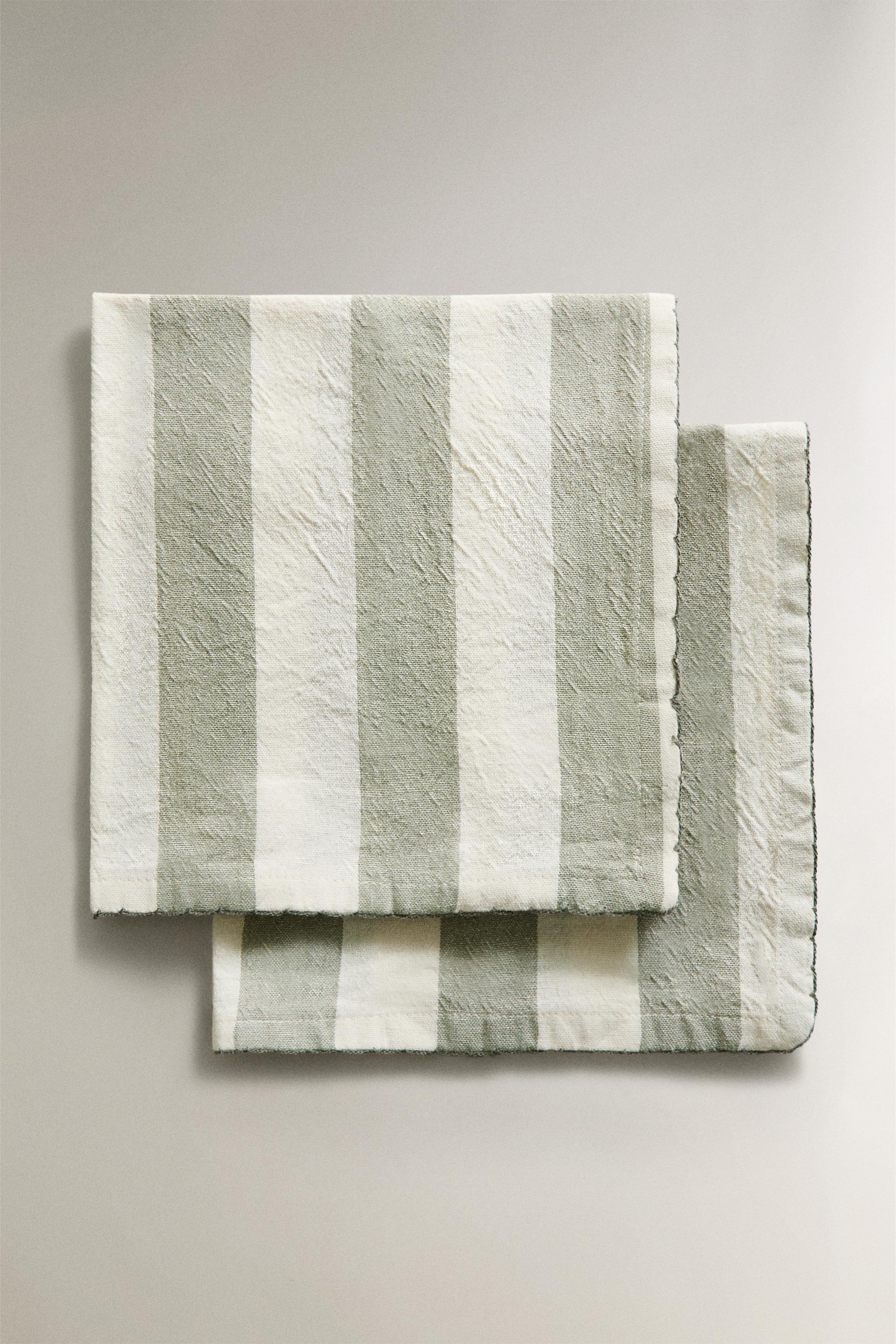 LOT DE SERVIETTES FIL TEINTÉ RAYURES (LOT 2)